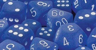 Frosted™ Blue w/white Signature™ Polyhedral 7-Die Set