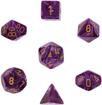 Chessex Vortex 7-Die Set - Purple w/gold