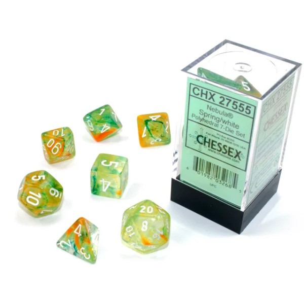 Polyhedral 7-Die Set - Nebula TM Spring/white Luminary