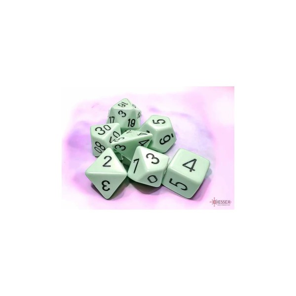 Opaque Polyhedral Pastel Green/black 7-Die Set