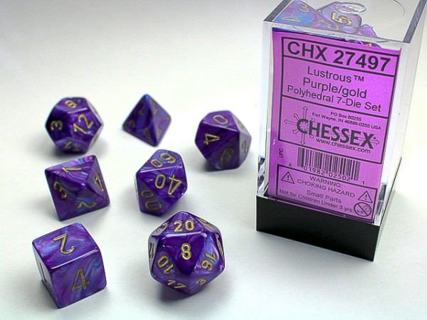 Lustrous Purple w/gold Signature™ Polyhedral 7-Die Sets