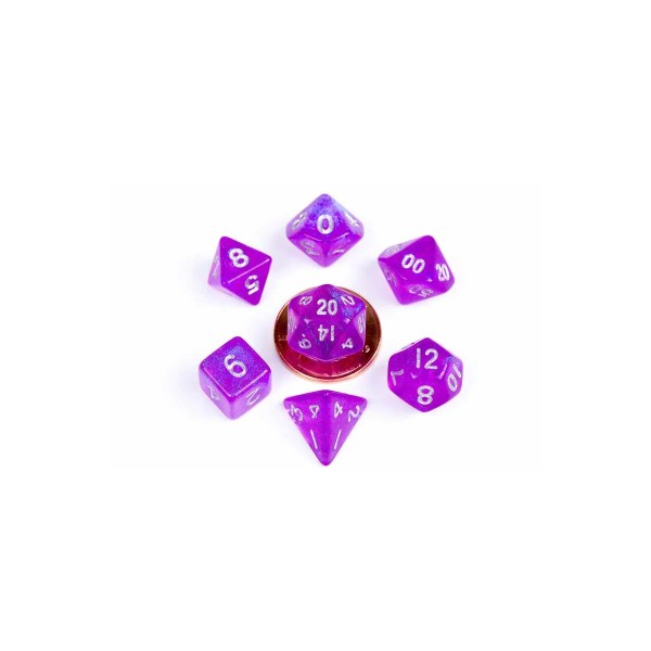 10mm Mini Polyhedral Dice set: Stardust Purple