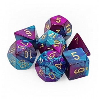 Chessex Gemini Polyhedral 7-Die Set - Purple-Teal w/gold