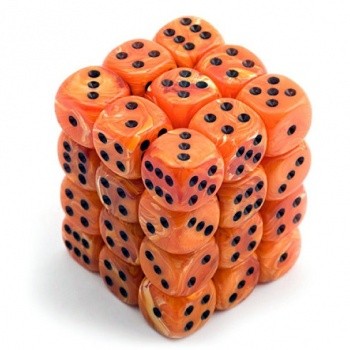 Chessex Signature 12mm d6 with pips Dice Blocks (36 Dice) - Vortex Orange w/black