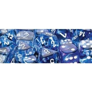 Nebula™Dark Blue w/white Polyhedral 7-Die Sets