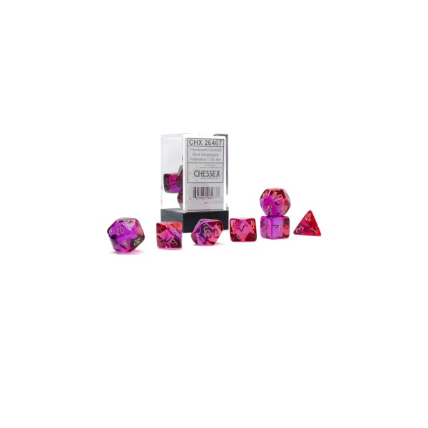 Gemini Polyhedral 7-Die Set - Translucent Red-Violet/gold