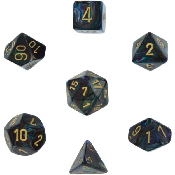 Chessex Lustrous 7-Die Set - Shadow w/gold