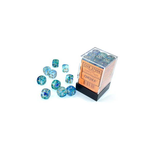12mm d6 with pips (36 Dice Block) - Nebula TM 12mm d6 Oceanic/gold Luminary