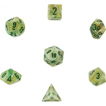 Chessex Marble 7-Die Set - Green w/dark green