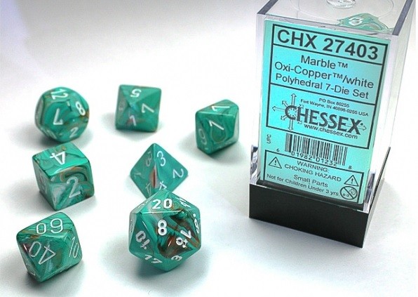 Marble™ Oxi-Copper™ w/white Signature™ Polyhedral 7-Die Sets