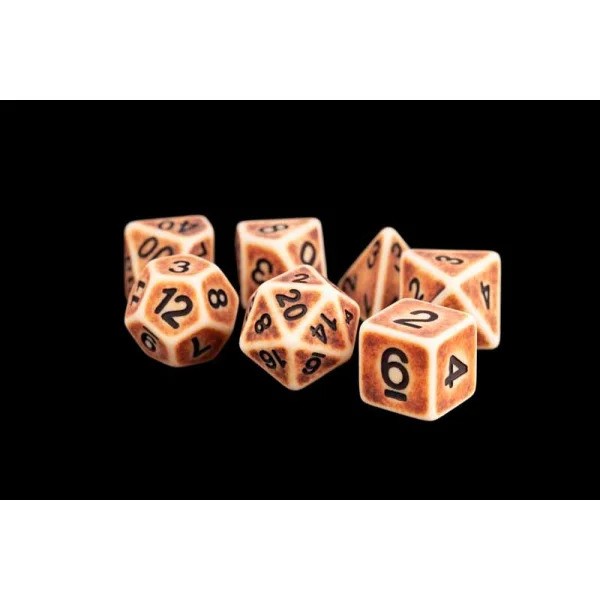 16mm Resin Polyhedral Dice Set: Ancient Brown