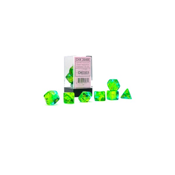 Gemini Polyhedral 7-Die Set - Translucent Green-Teal/yellow